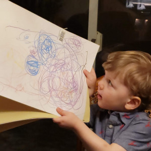 Everett showing off his new drawing